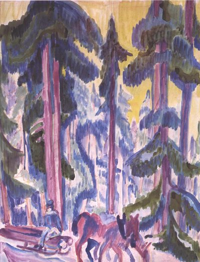Wood Cart in the Forest by Ernst Ludwig Kirchner